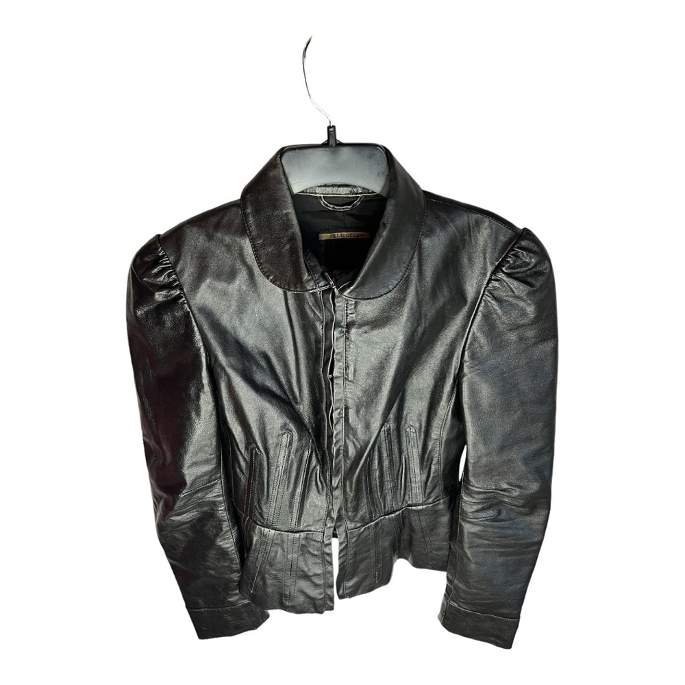 Blue Deep Women’s Black Leather Jacket